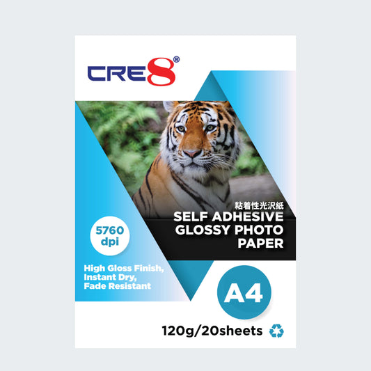 CRE8 | Self Adhesive Glossy Photo Paper A4 120g / 20 sheets