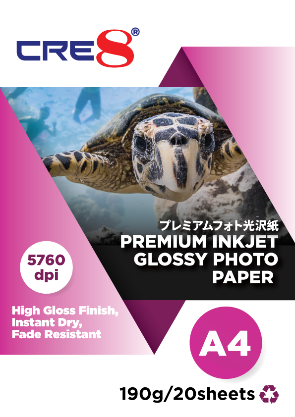 CRE8 | Premium Inkjet Glossy Photo Paper A4 190g / 20 sheets