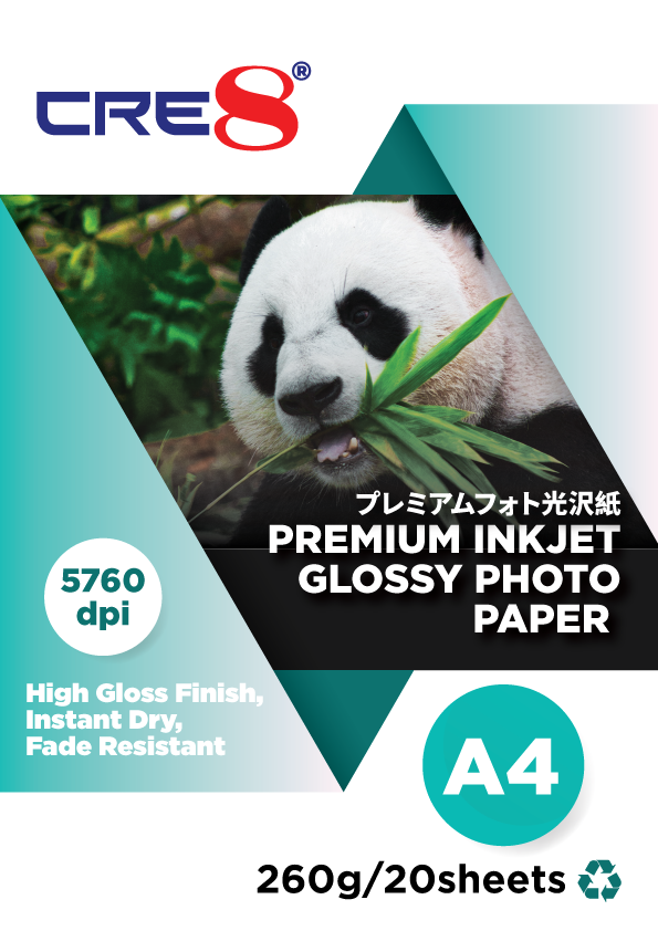 CRE8 | Premium Inkjet Glossy Photo Paper A4 260g / 20 sheets