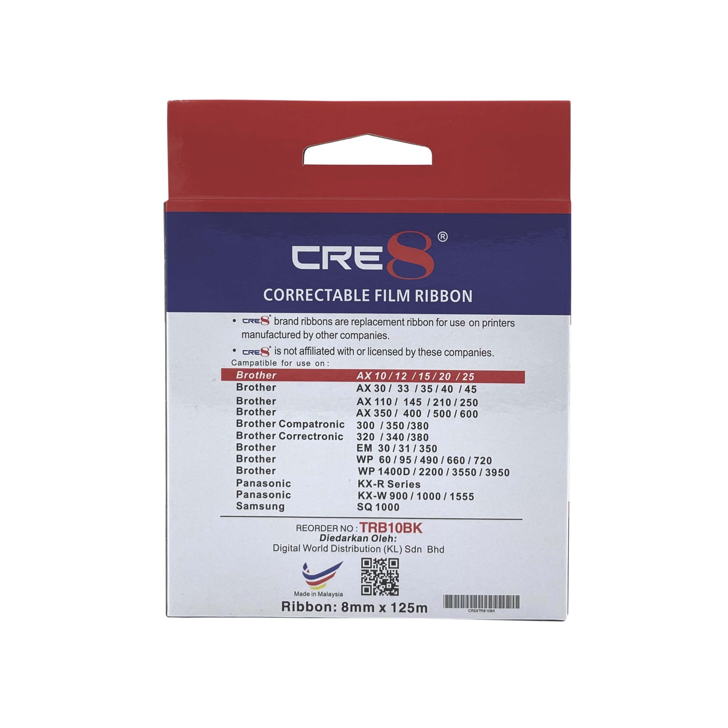 CRE8 | Compatible Brother AX 10 Black Typewriter Ribbon