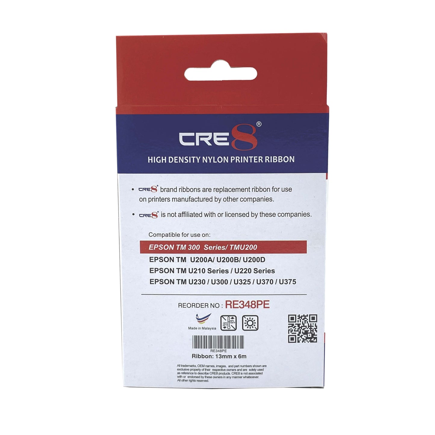 CRE8 | Compatible Epson ERC 30/34/38 Purple Printer Ribbon (RE348PE)