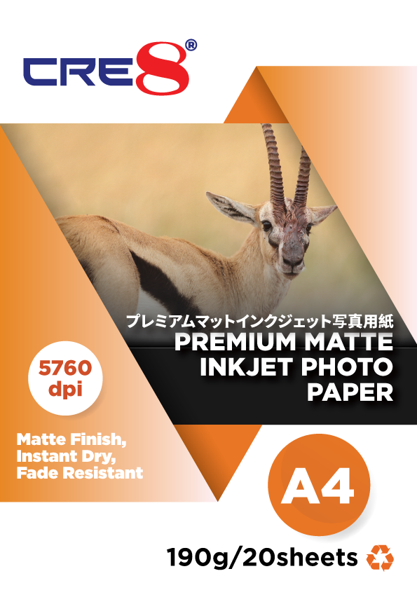 CRE8 | Premium Inkjet Matte Photo Paper A4 190g / 20 sheets